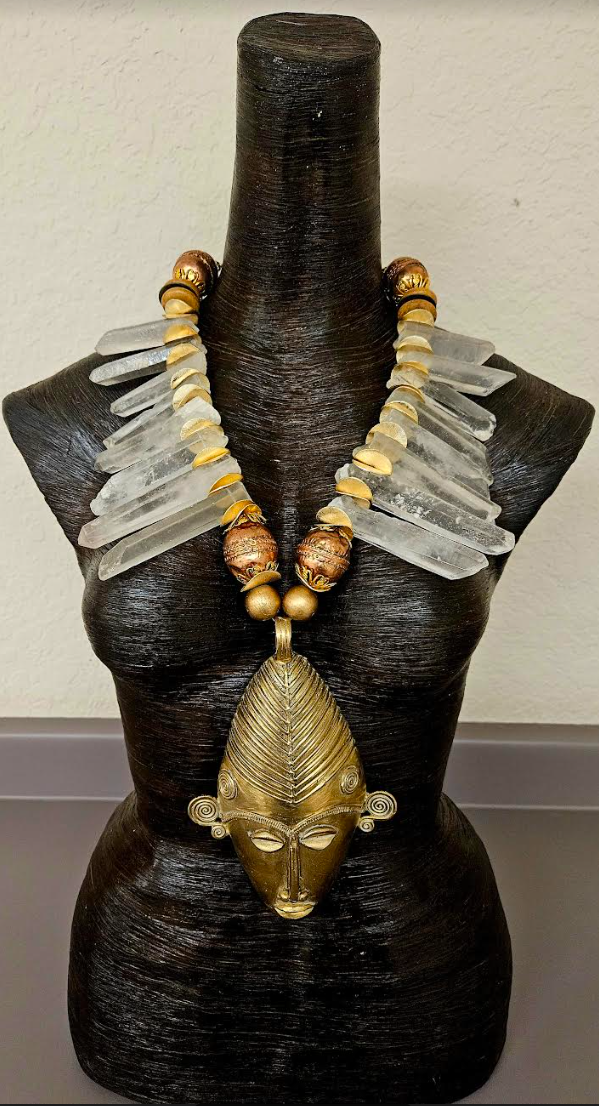 African Mask & Branch Crystal Tribal Chest Piece - Male Conoisseurs