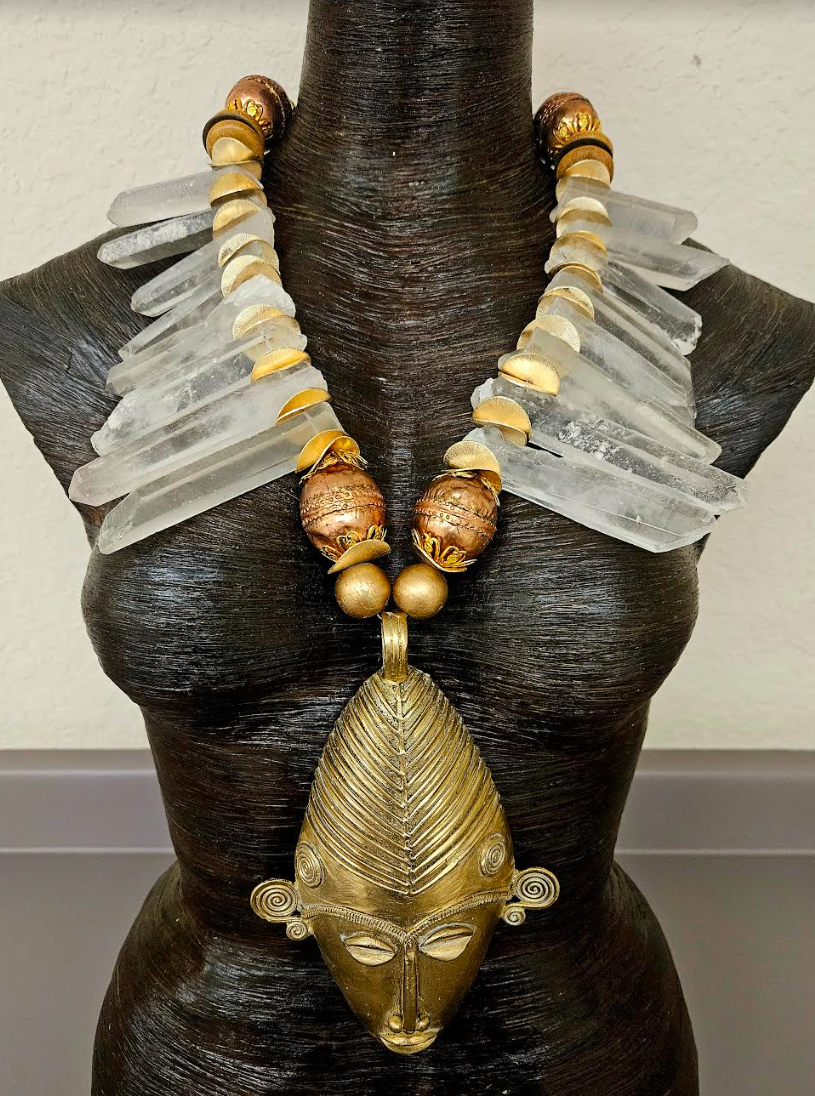 African Mask & Branch Crystal Tribal Chest Piece - Male Conoisseurs