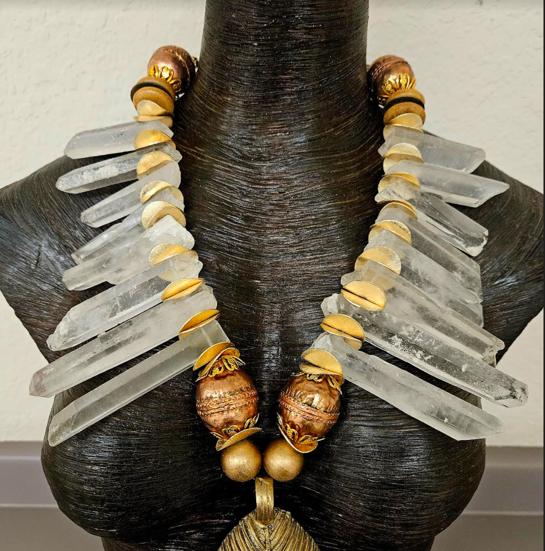 African Mask & Branch Crystal Tribal Chest Piece - Male Conoisseurs