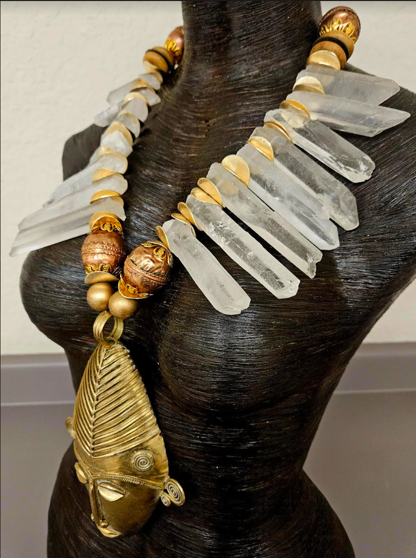 African Mask & Branch Crystal Tribal Chest Piece - Male Conoisseurs