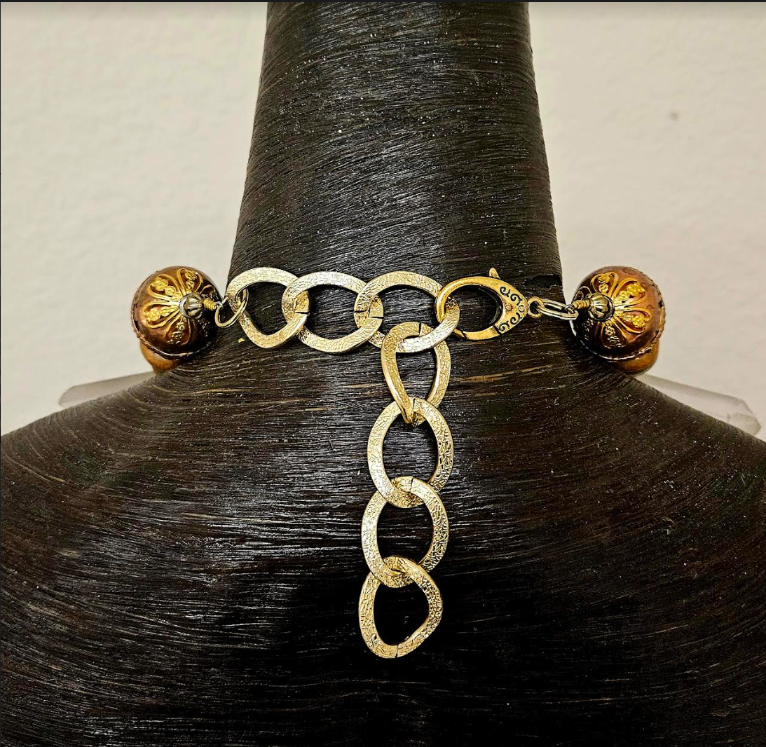 African Mask & Crystal Tribal Chest Piece - Androgynous