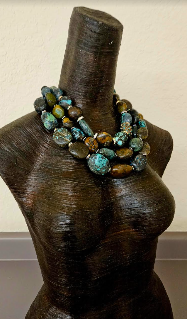 Multi Strand Hubei Turquoise Statement Luxury Necklace - Cowgirl Couture