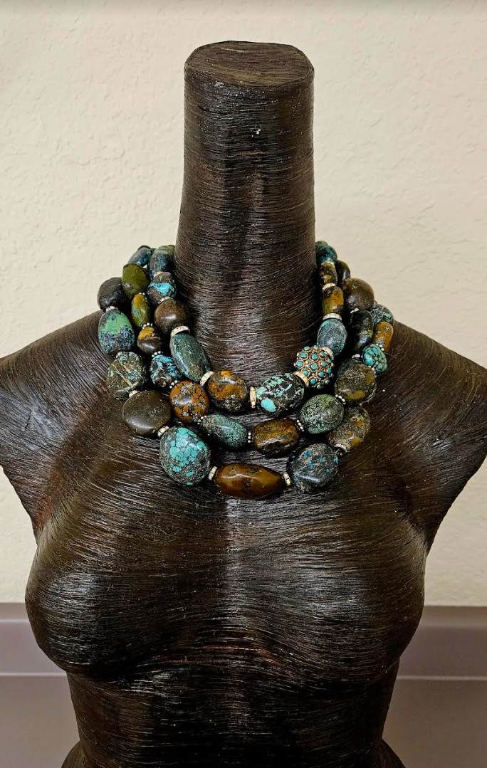 Multi Strand Hubei Turquoise Statement Luxury Necklace - Cowgirl Couture
