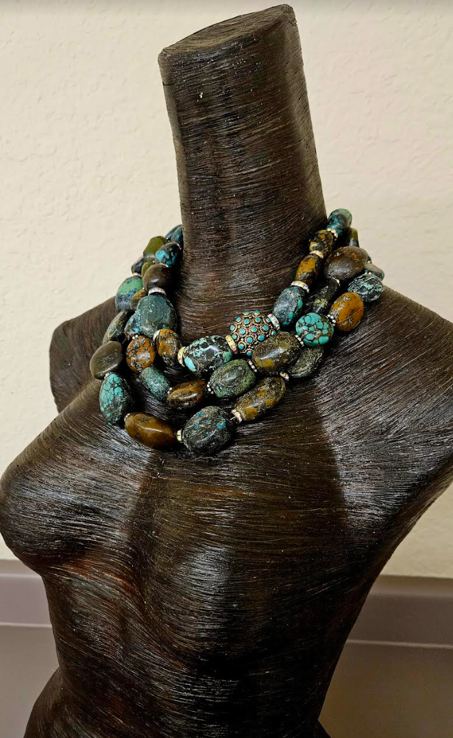 Multi Strand Hubei Turquoise Statement Luxury Necklace - Cowgirl Couture
