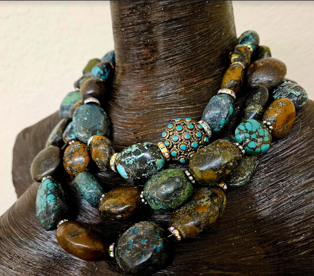 Multi Strand Hubei Turquoise Statement Luxury Necklace - Cowgirl Couture