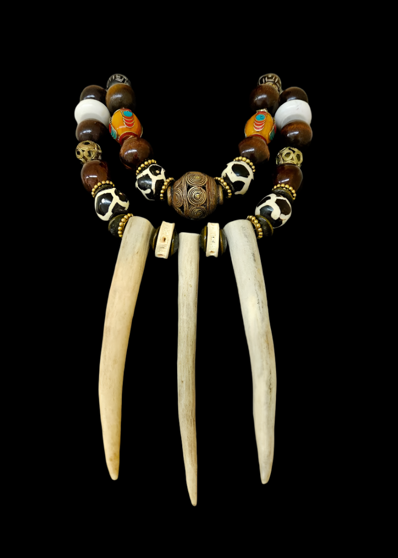 Earth Tone Deer Sculpted Antler Avant Garde Chest Piece Unisex