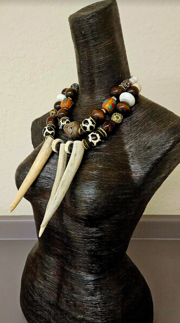 Earth Tone Deer Sculpted Antler Avant Garde Chest Piece Unisex