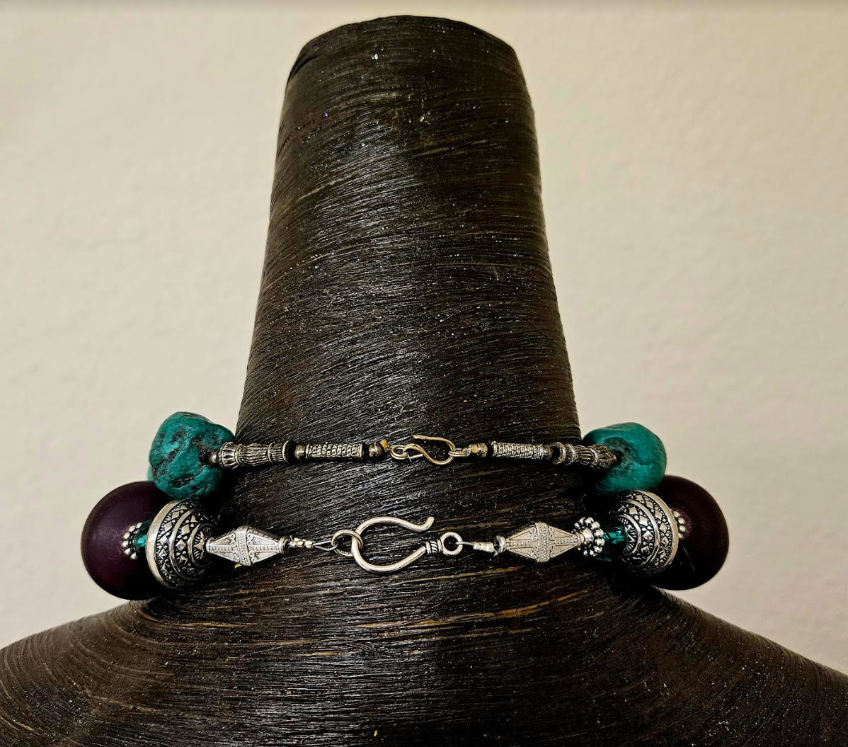Exotic Wild Tribal Torc & Resin Chest Piece Statement Set - Vintage