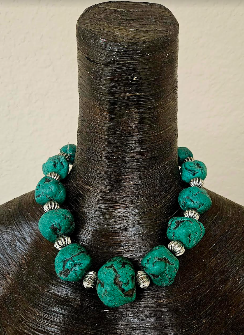 Exotic Wild Tribal Torc & Resin Chest Piece Statement Set - Vintage