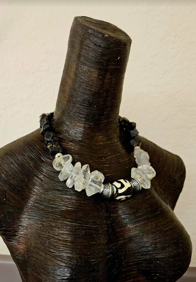 Double Terminated Quartz Unisex Statement Luxury Necklace Exotic Gem