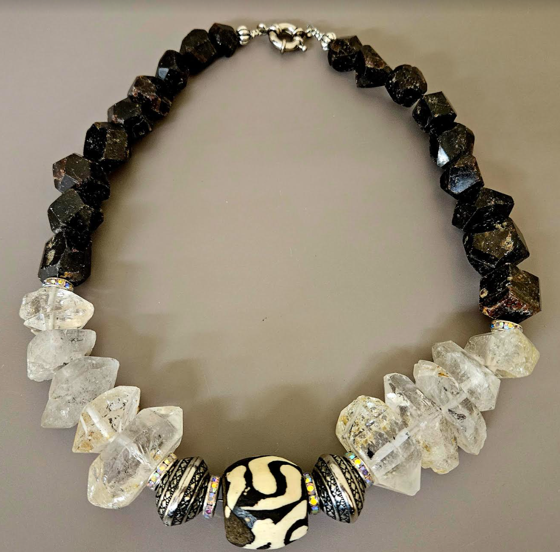 Double Terminated Quartz Unisex Statement Luxury Necklace Exotic Gem
