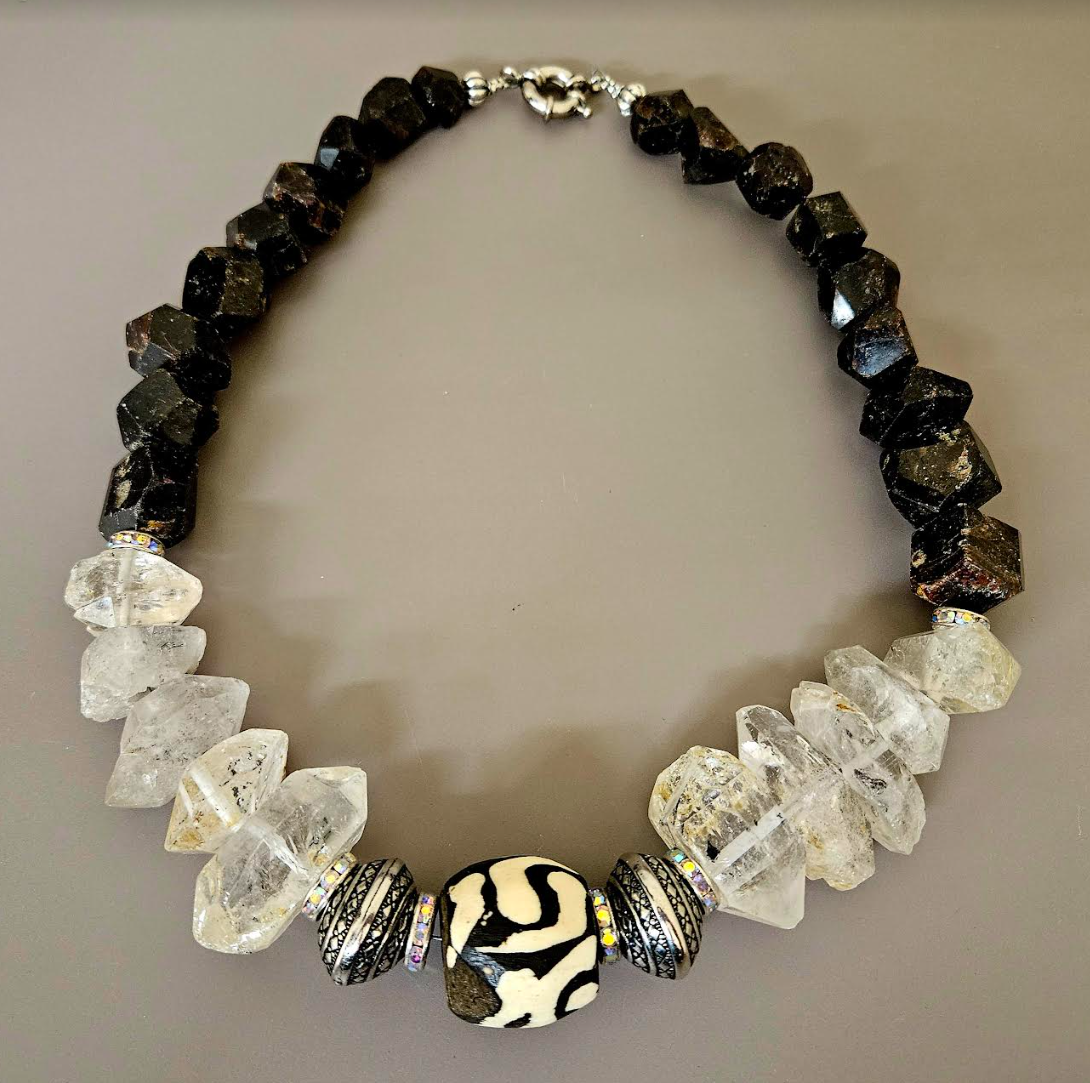 Double Terminated Quartz Unisex Statement Luxury Necklace Exotic Gem