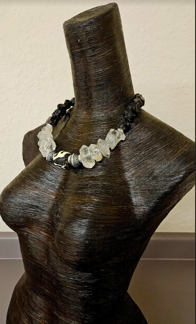 Double Terminated Quartz Unisex Statement Luxury Necklace Exotic Gem
