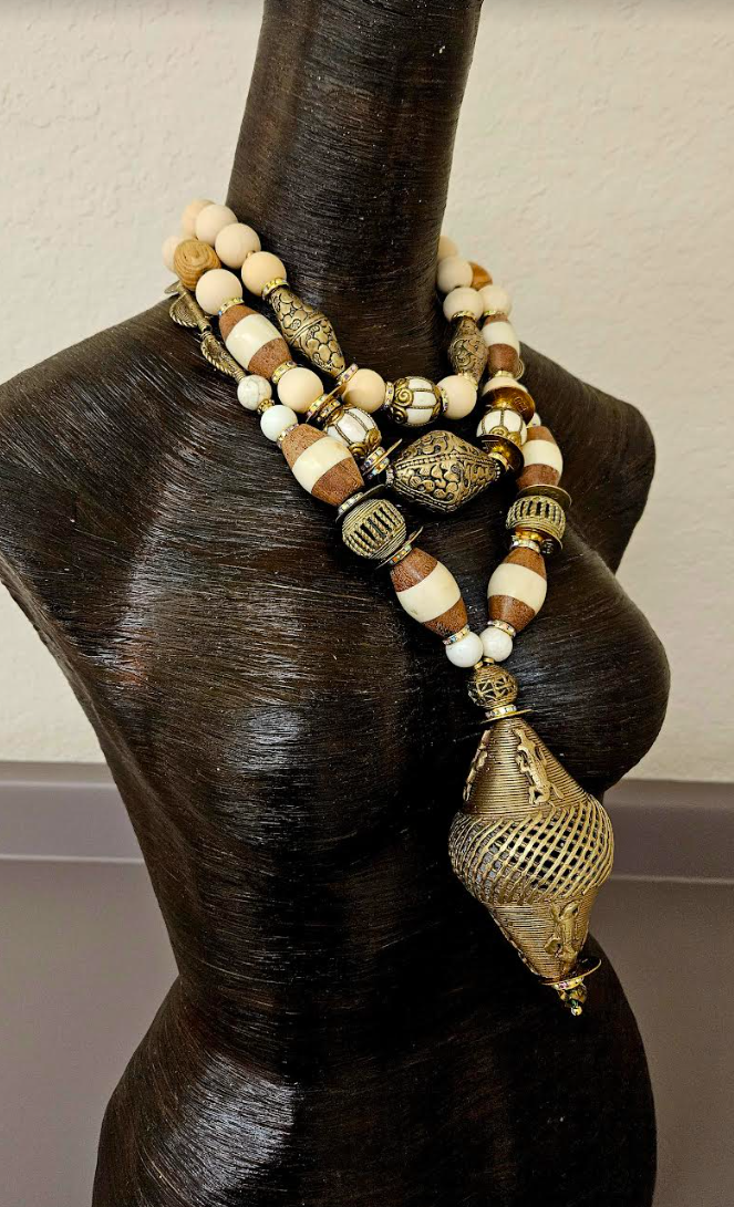 Exotic African Tibetan & Asian Oversized Beaded Unisex Chest Piece