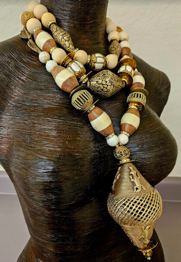 Exotic African Tibetan & Asian Oversized Beaded Unisex Chest Piece