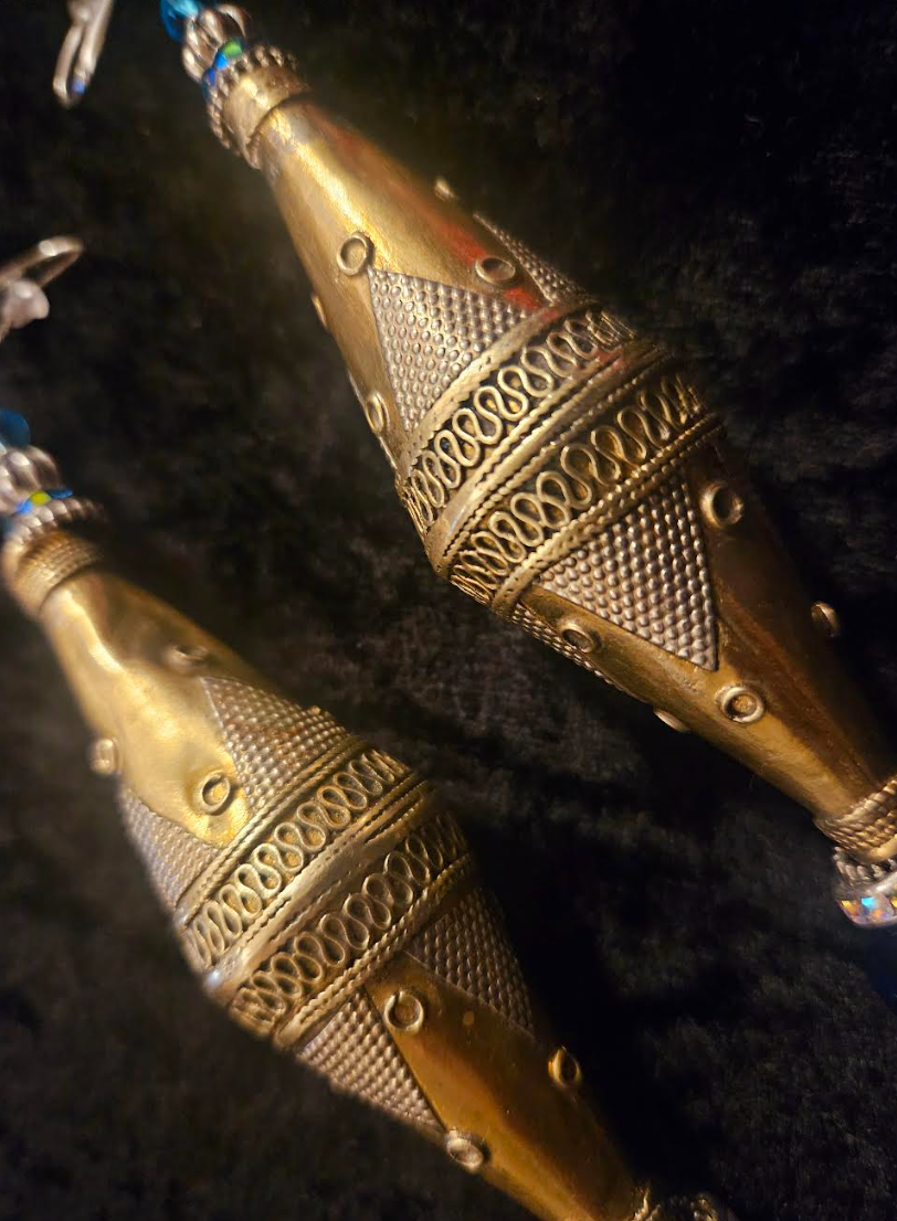 Exotic Wild Extra Long Tribal Beaded Pierced Statement Earrings Ethn