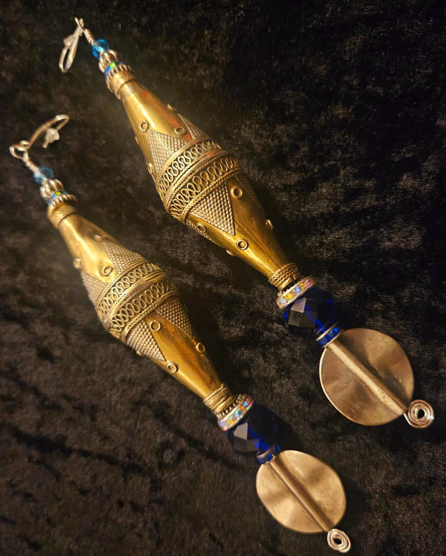 Exotic Wild Extra Long Tribal Beaded Pierced Statement Earrings Ethn