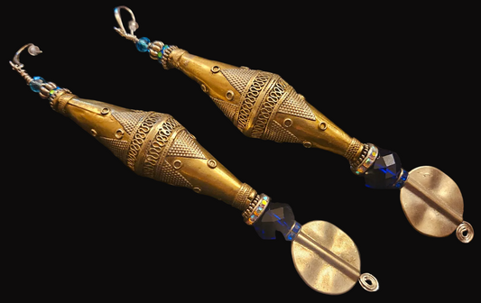 Exotic Wild Extra Long Tribal Beaded Pierced Statement Earrings