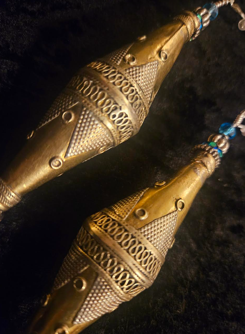 Exotic Wild Extra Long Tribal Beaded Pierced Statement Earrings Ethn