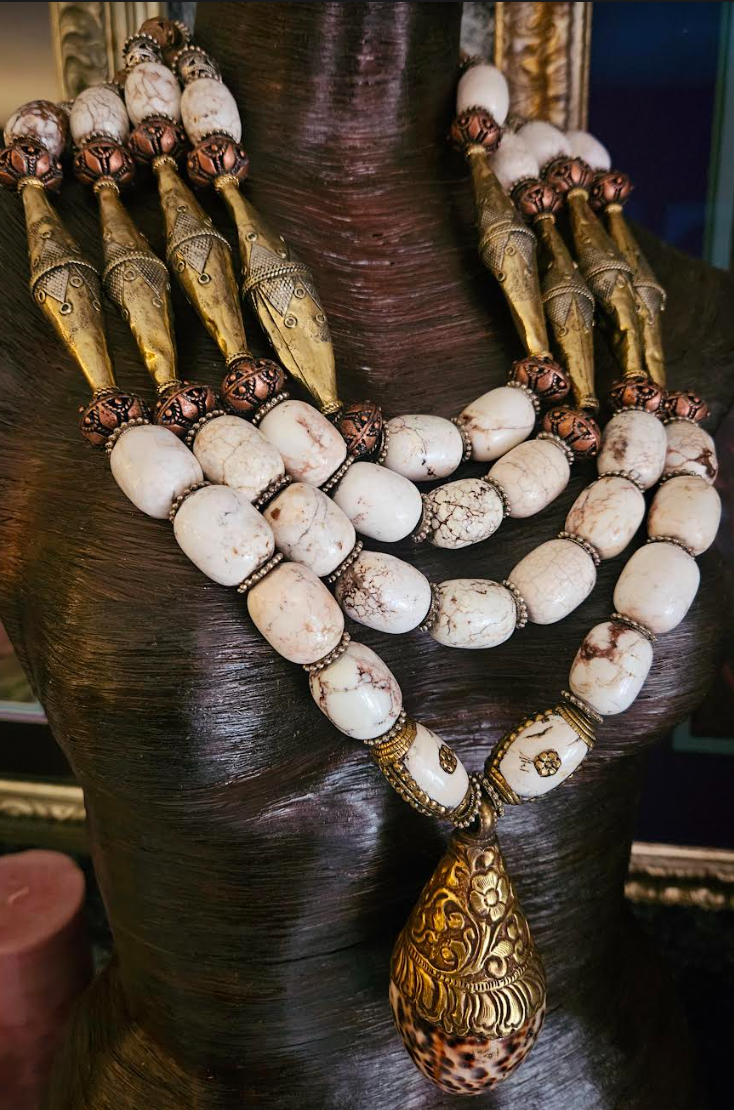 Huge Ethnic Beaded Unisex White Gold Chest Piece - Wow Factor Wildness