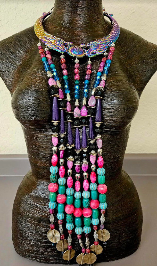 Chest Piece Beaded Waterfall Miao Torc Haute Couture Photoshoot J