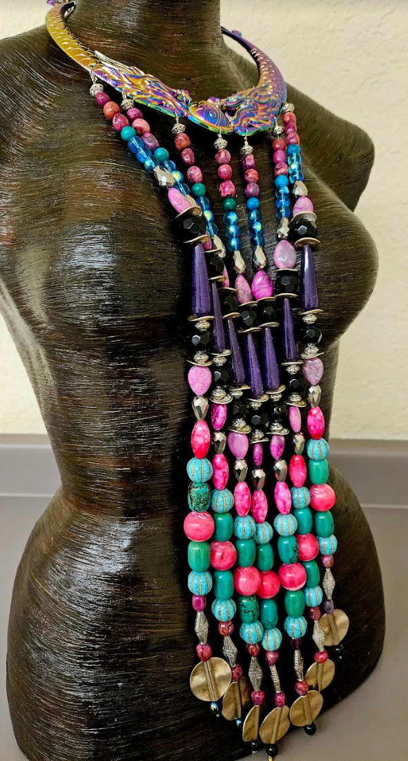 Chest Piece Beaded Waterfall Miao Torc Haute Couture Photoshoot J