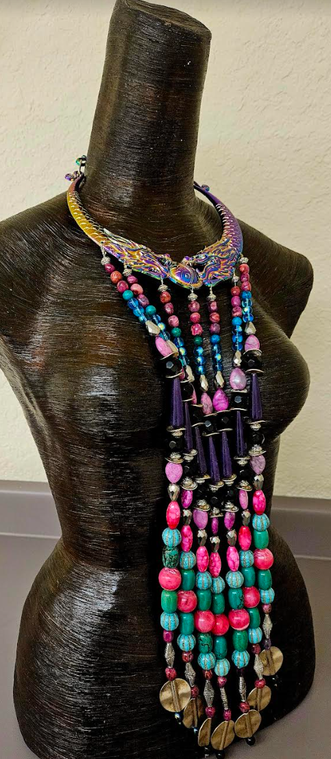 Chest Piece Beaded Waterfall Miao Torc Haute Couture Photoshoot J
