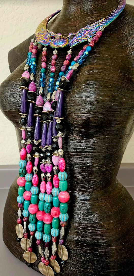 Chest Piece Beaded Waterfall Miao Torc Haute Couture Photoshoot J