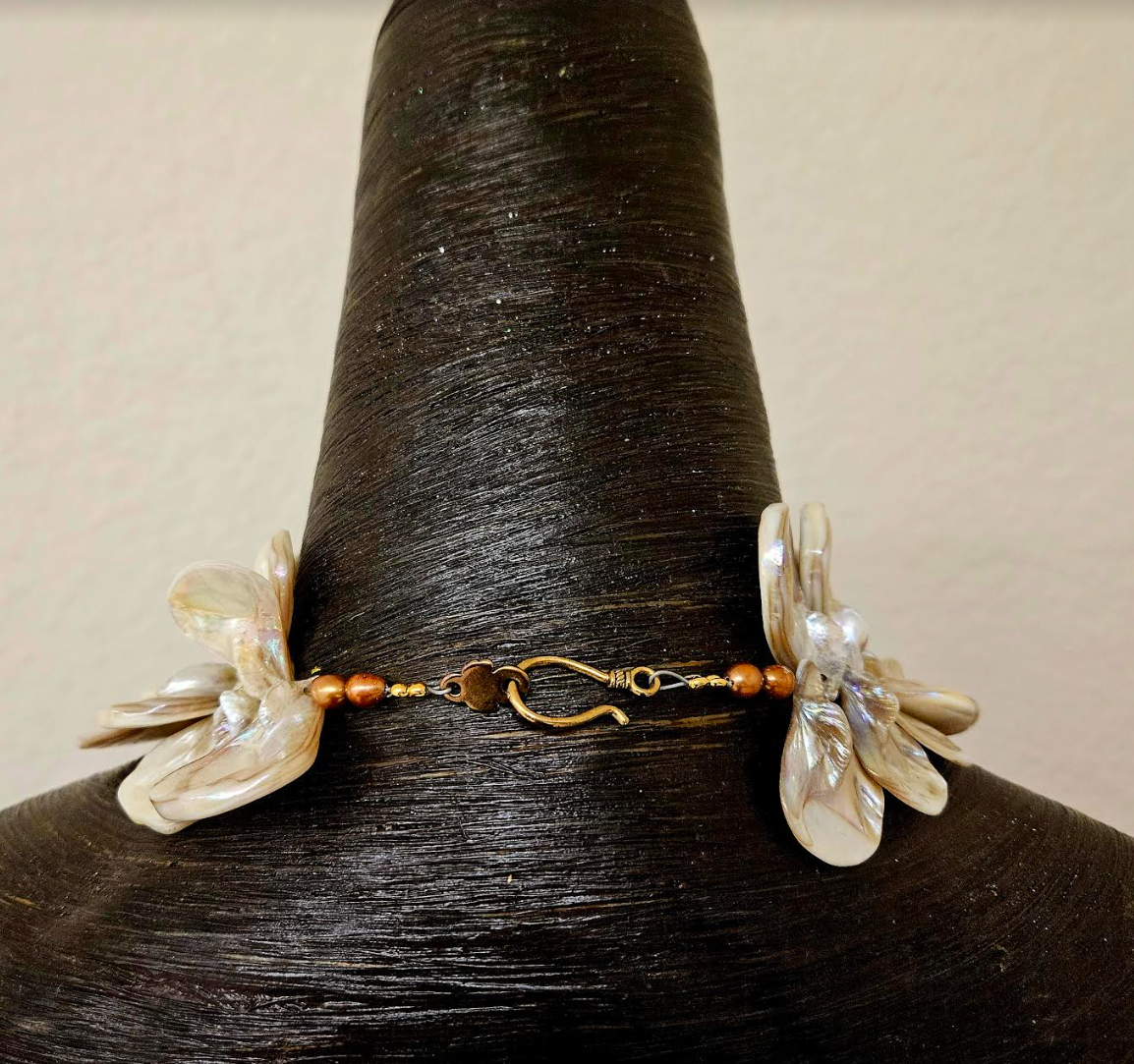 Cowrie Shell & Mother of Pearl Summer Statement Luxury Necklace Beig