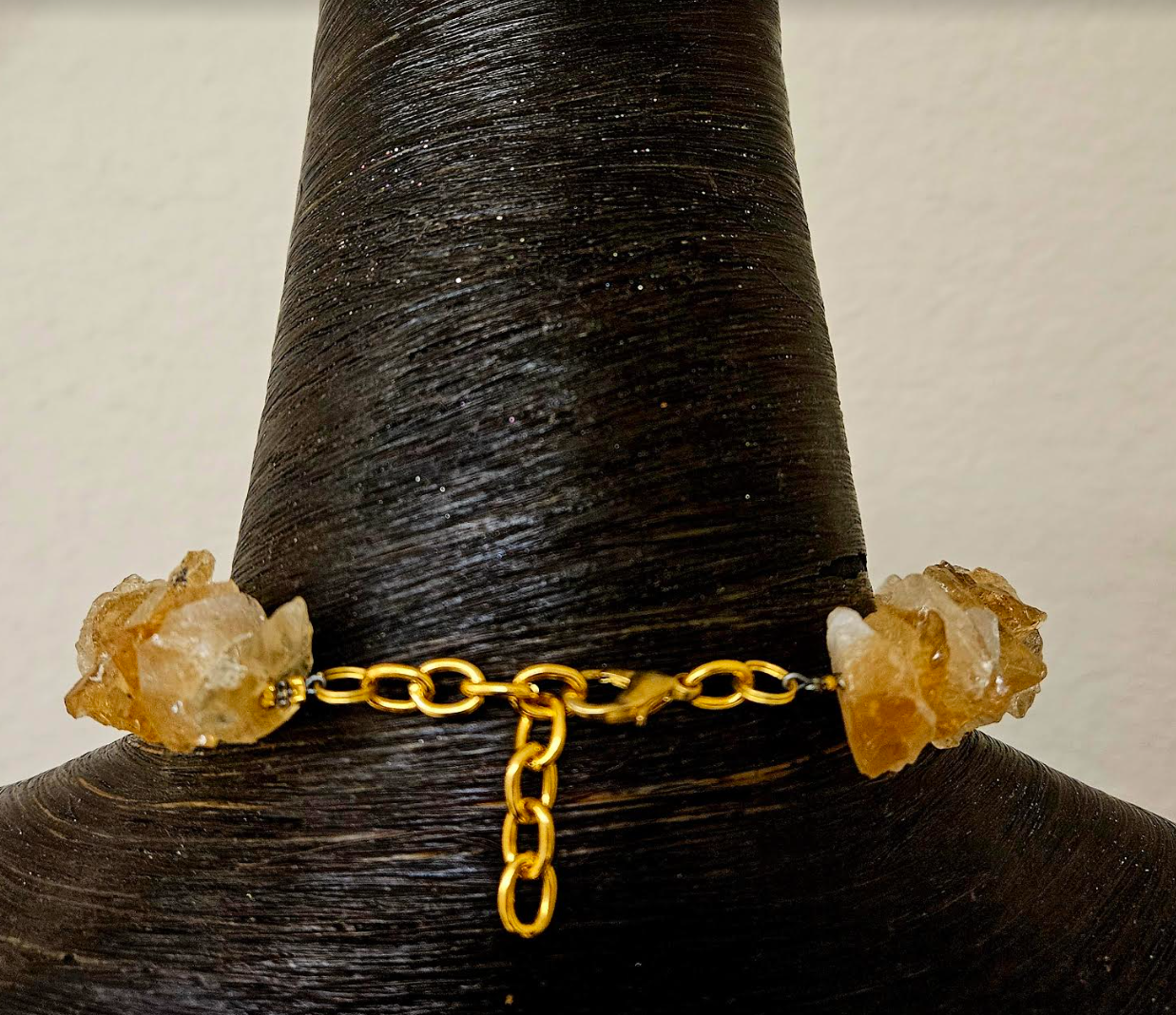 Rough Citrine Gemstone Luxury Necklace with Heavily Crystallized Druzy