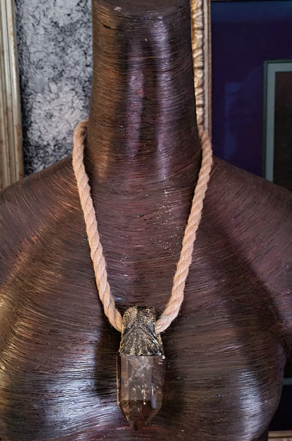 Smoky Citrine Polished Gemstone Tower With Jute Rope Boho Couture