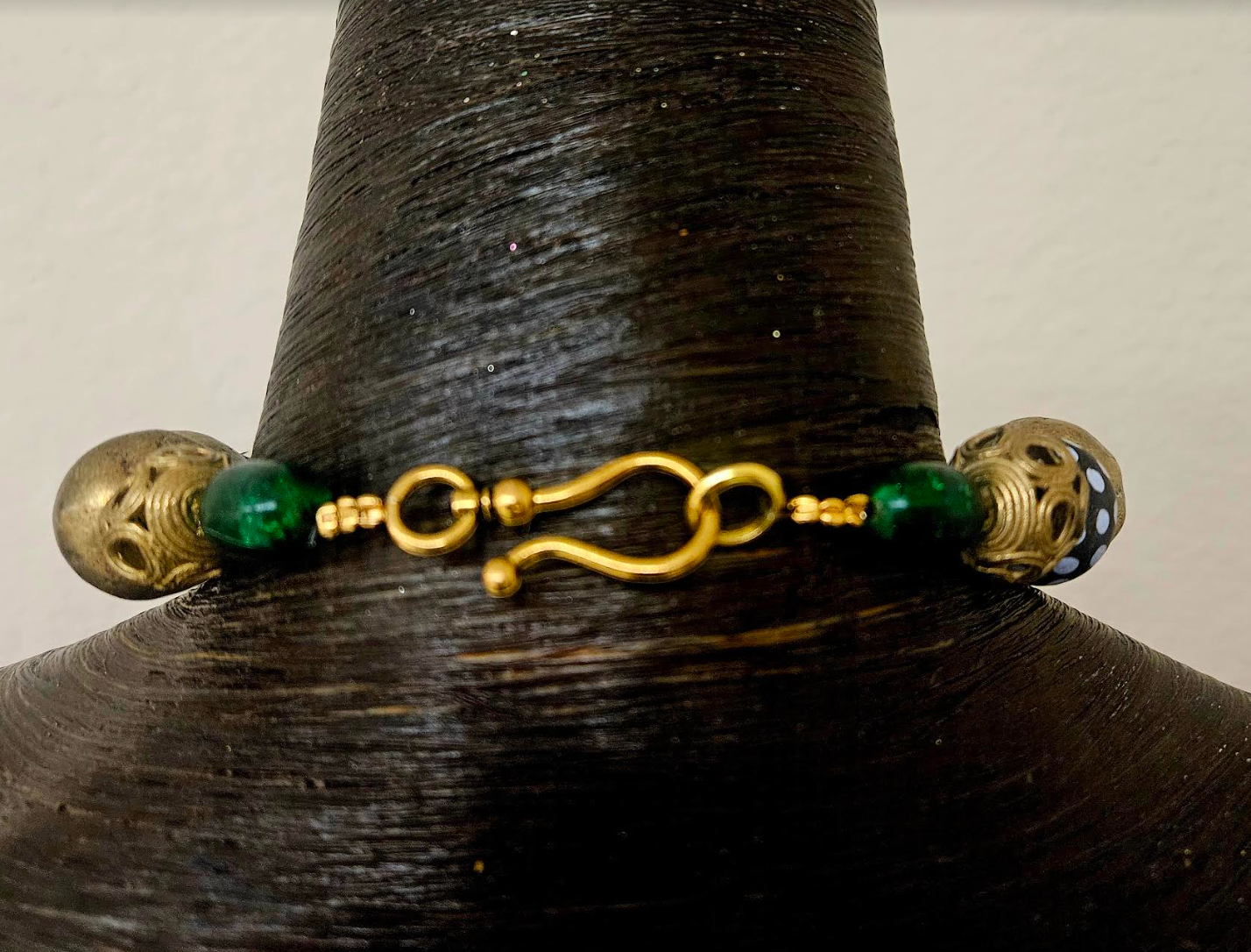 African Oversized Yoruba Brass & Zebu Bone Beaded Tribal Choker