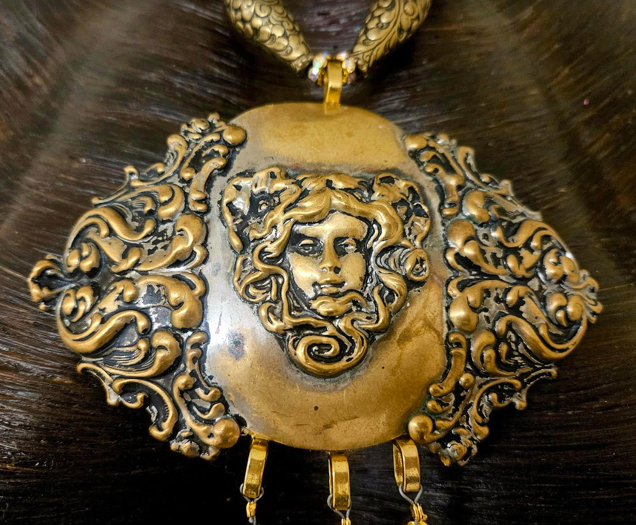 Art Nouveau Medussa Artisan Statement Gemstone Pendant Mucha Like Wa