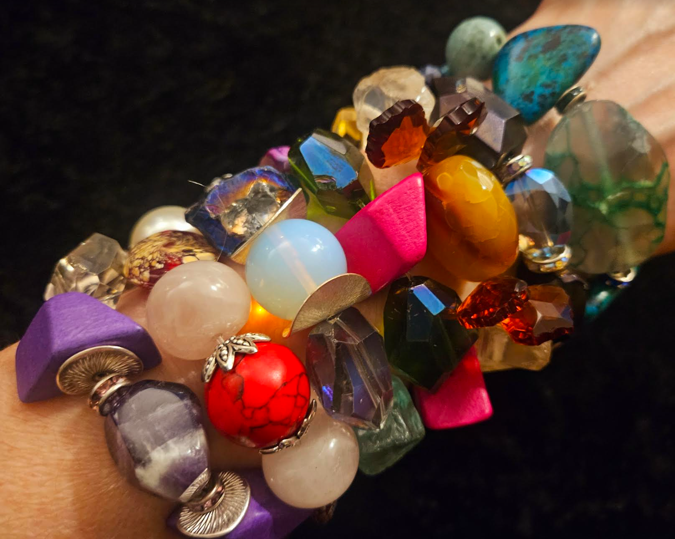 Stackable Beaded Stretch Couture Bracelets Iris Apfel Wrist Candy In