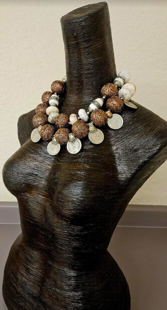Copper Beaded Tribal Luxury Statement Necklace & Kuchi Coins