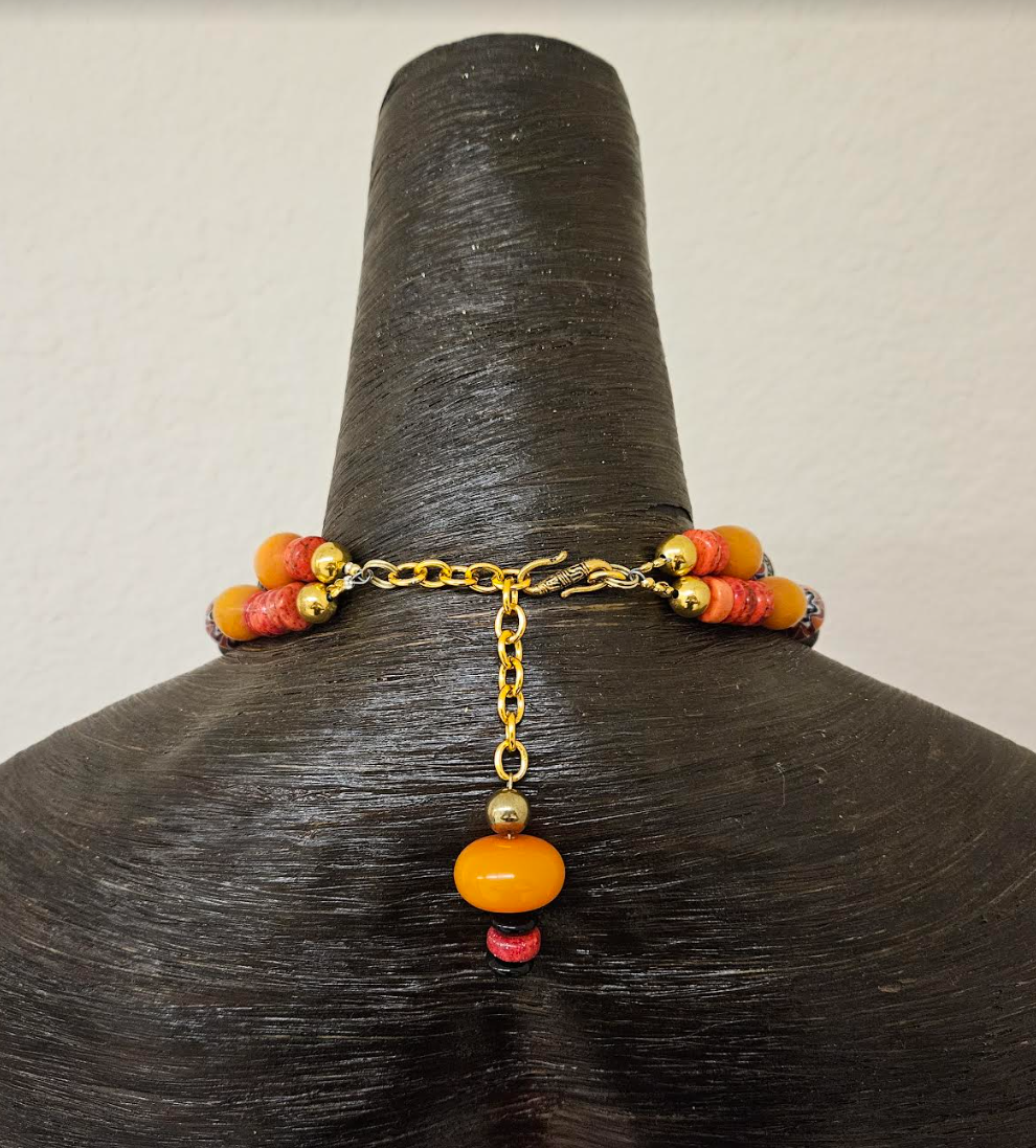 Tribal Beaded Chest Piece & Pierced Statement Earrings - Petite Women