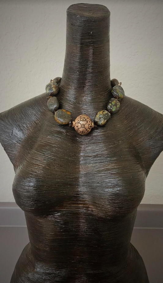 Bold & Chunky Hubei Turquoise Boulder Luxury Necklace
