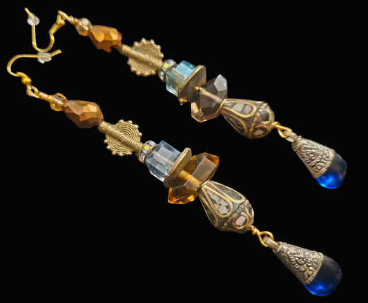 Mixed Media Tribal Statement Pierced Shoulder Duster Earrings - Luxe