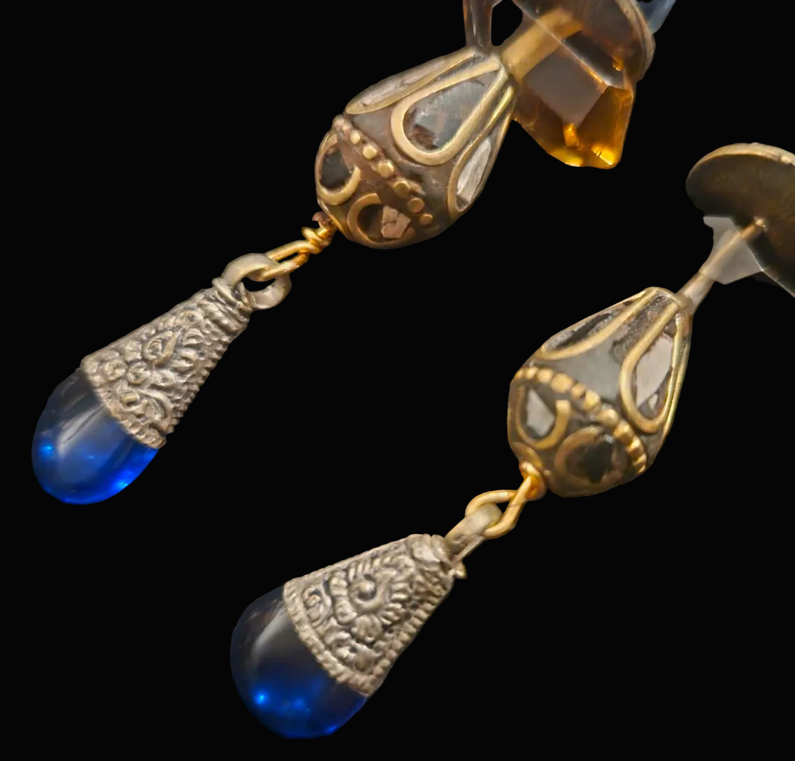 Mixed Media Tribal Statement Pierced Shoulder Duster Earrings - Luxe