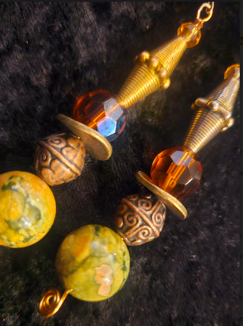 Haute Couture Earth Tone Beaded Drop Pierced Statement Earrings Exot