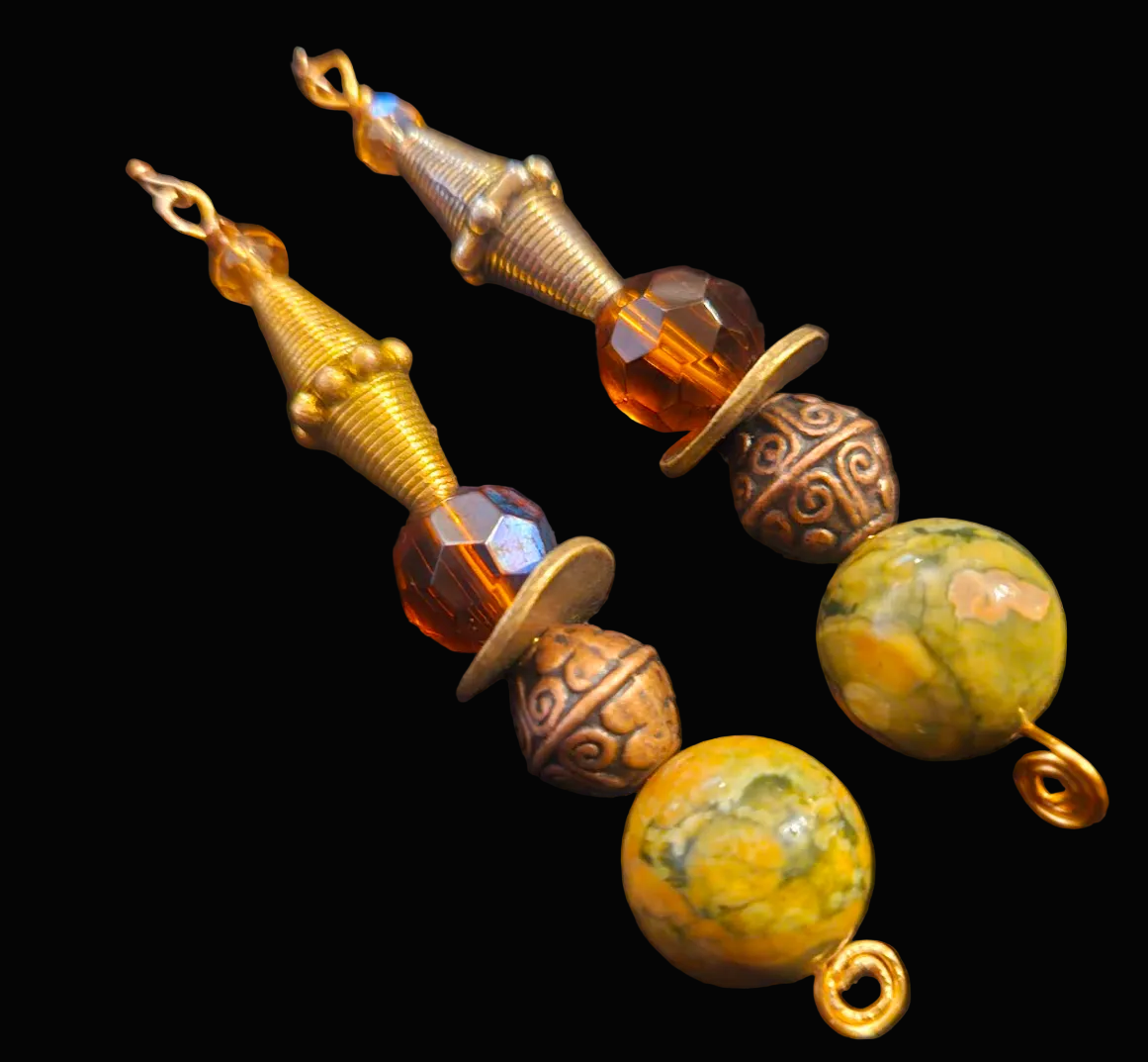 Haute Couture Earth Tone Beaded Shoulder Dusters - Autumn