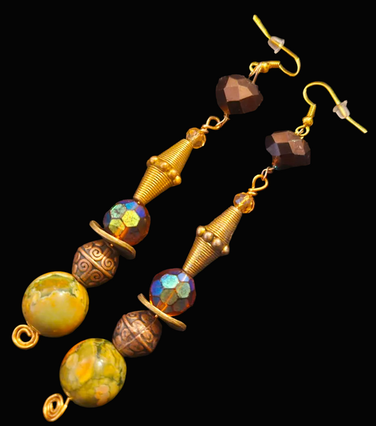 Haute Couture Earth Tone Beaded Shoulder Dusters - Autumn