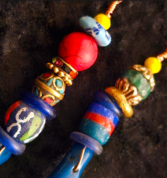 Blue Branch Coral Extra Long Pierced Statement Earrings Casual Attir