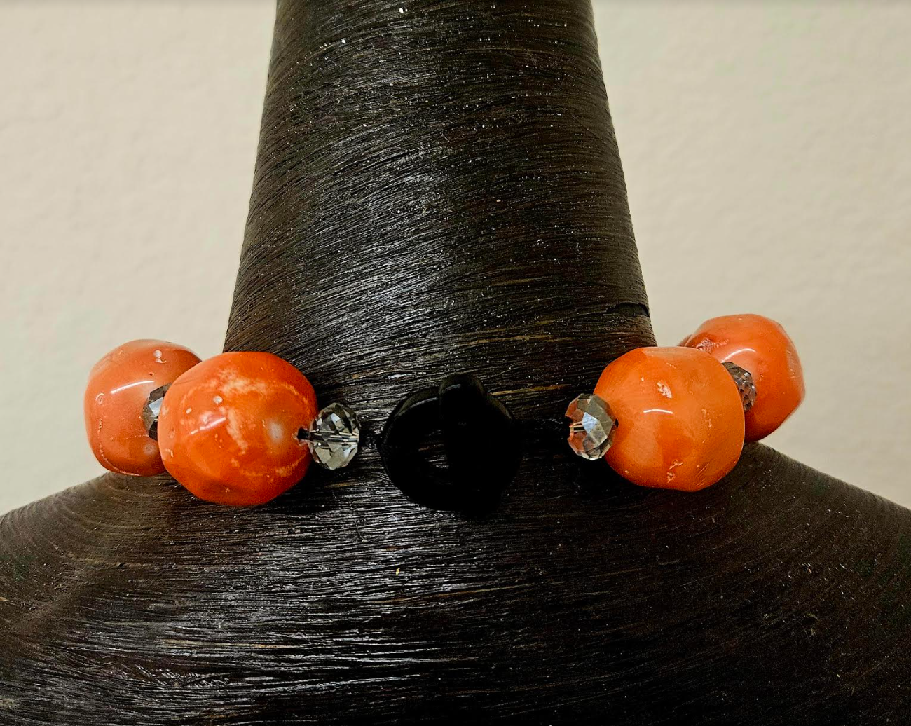 Bold Chunky & Heavy Orange Round Coral Beaded Statement Luxury Necklac