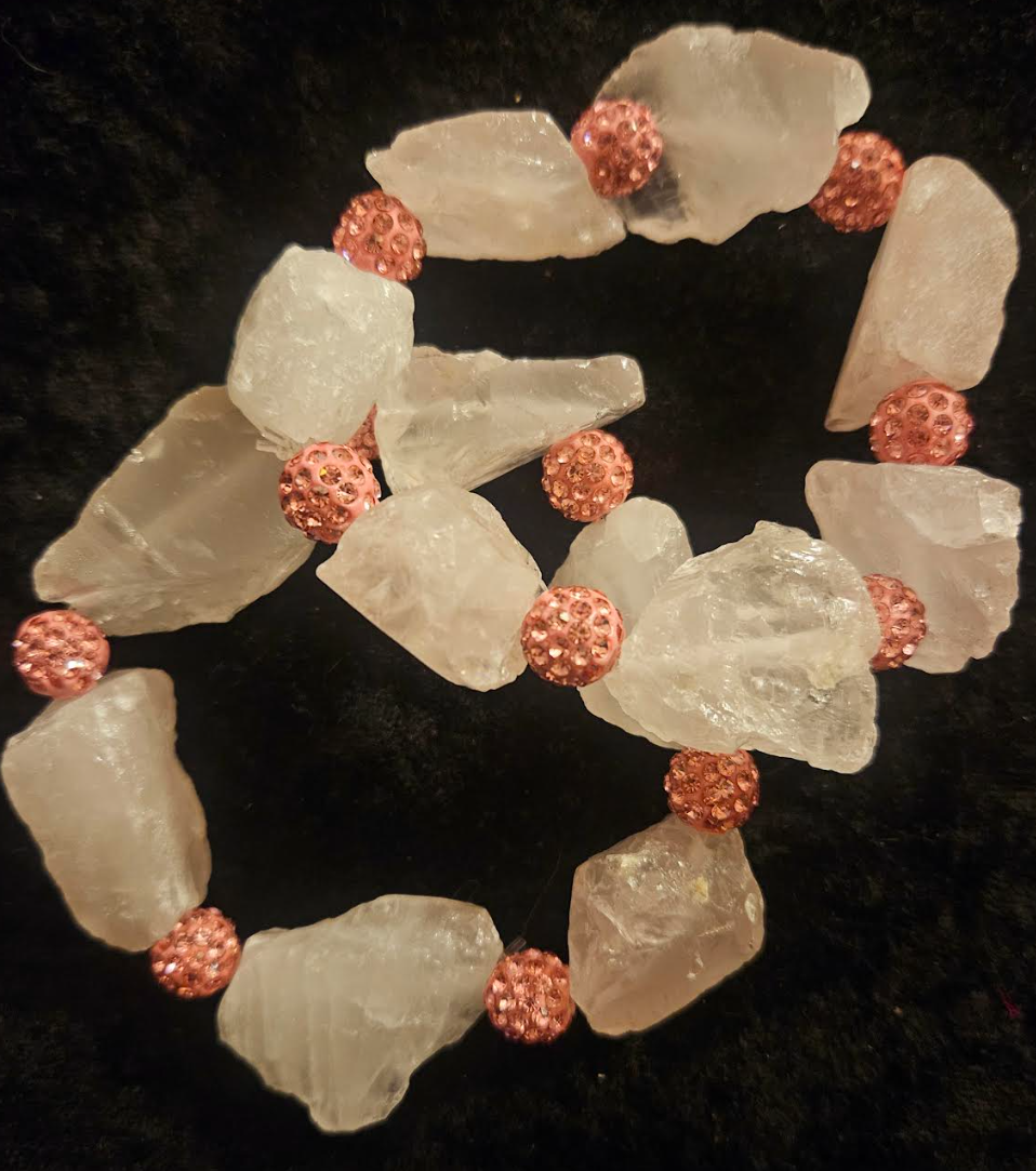 Rose Quartz & Rhinestone Orthoceras Neck Candy - Collectors who Command