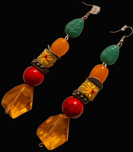Colorful Beaded Dangle Pierced Statement Earrings - Summer Wardrobe