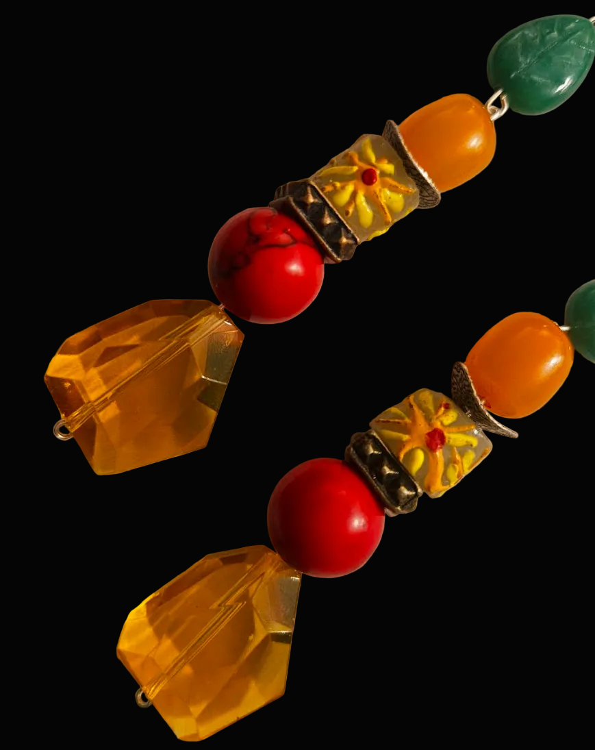 Colorful Beaded Dangle Pierced Statement Earrings - Summer Wardrobe