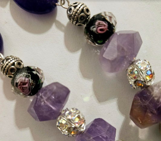 Purple Gemstone Shoulder Duster Pierced Statement Earrings Boho Cout