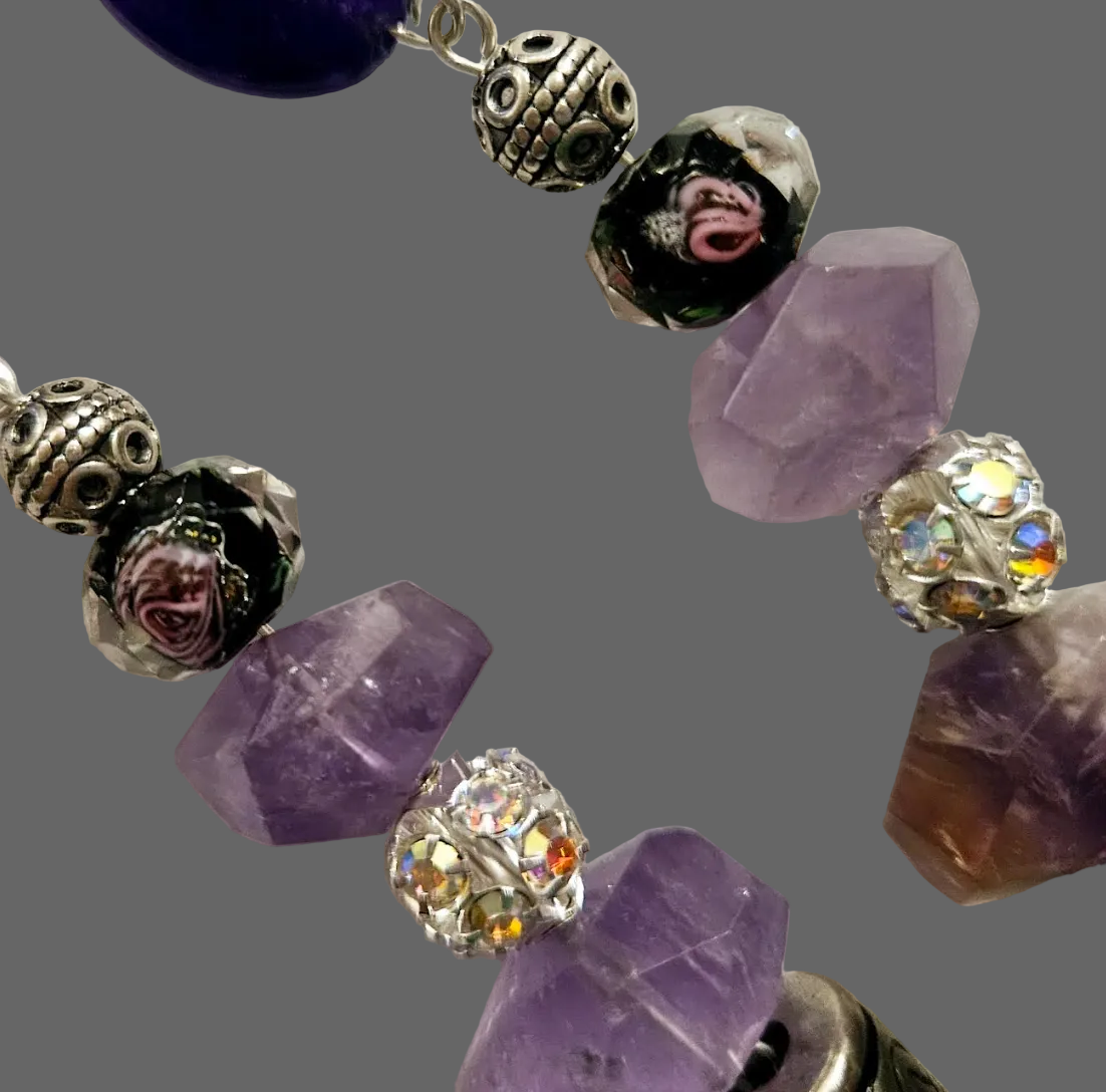 Purple Gemstone Shoulder Dusters - Pierced Statement Earrings