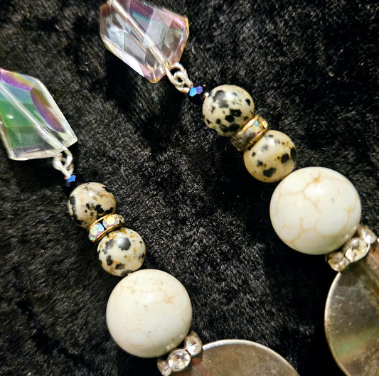 Blue Silver and White Mixed Media Tribal Shoulder Dusters Eclecti